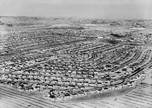 Conformity: Aerial view of suburban housing developments sprawling