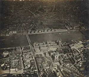 Lambeth: Aerial view of Westminster from a balloon