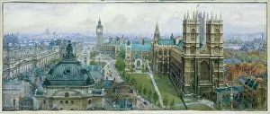 Tidmarsh: Aerial view of Westminster and the Thames