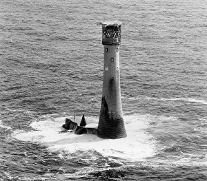 Helipad: Aerial view of Wolf Rock Lighthouse, off Lands End, Cornwall