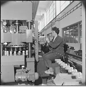 Stripping: Aerosol can production line, female, worker, can