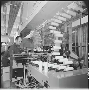 Adjustment: Aerosol can production line, man, worker, can