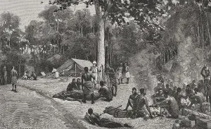Colonisation: Africa. The Congo. Camp next to the Luvu River - Meyer