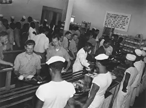 Lcgr1509: African America enlisted men in Mess Hall serving