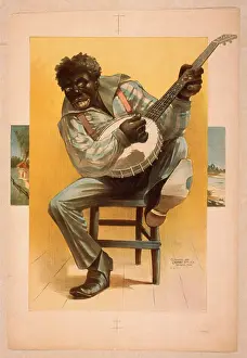 C1892: African American, seated, playing banjo