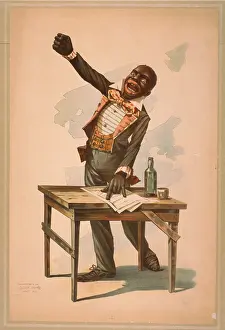 C1892: African American, standing at desk, with one hand resting on