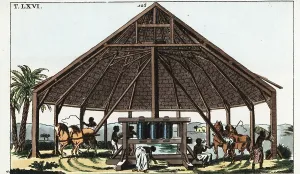 18th Century: African enslaved people working in a sugar mill