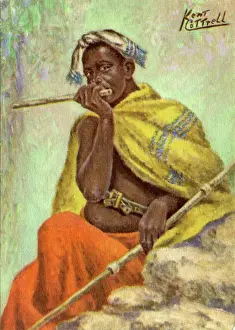 Tribesman: African Tribesman playing Flute