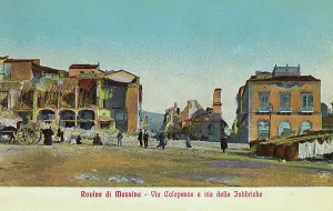 Delle: Aftermath of Earthquake and Fire at Messina, Sicily, Italy
