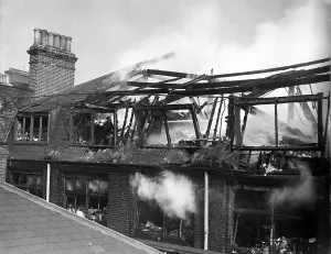 Stationers: Aftermath of fire, Salisbury Square, London