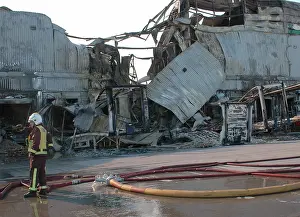 Aftermath of a fire at warehouse in Bow, East London