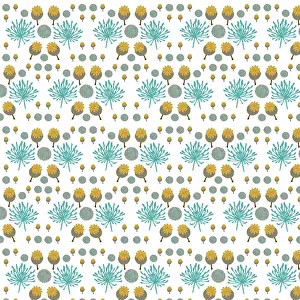 Florals: Agapanthus, poppy seed heads and alliums repeating pattern