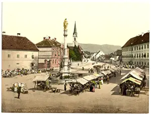 Fernkorn: Agram, Capital Palace, with Maria Statue, by Fernkorn, Croat