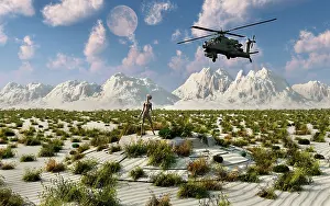 Gunship: An AH-64 Apache Black Ops helicopter flying to a UFO ?