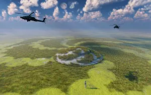 Circles: AH-64 Apache Black Ops helicopters flying around a crop ?