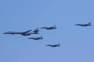 Warplanes: US Air Force B-1B Lancer, escorted by South Korean