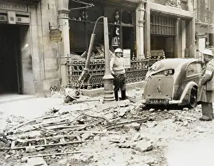 Lampost: Air Raid damage off Piccadilly during the Blitz