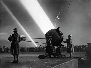 Searchlight: Air raid drill in London, 1939