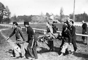 Stretcher: After an air raid in Paris, 1943