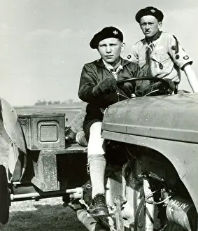 Towing: Air Scouts on a tractor