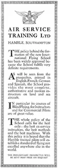 Hamble: Air Service Training AST Hamble Flying Training 1931