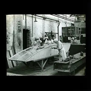 Float: Aircraft factory, manufacturing float for floatplane, WW1