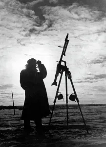 Inset: Aircraft guard at the Don Bend, 1943