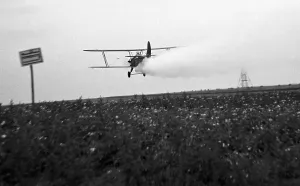 Sprayed: Airplane distributed pesticide
