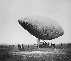 Baumgarten: Airship Deutschland before a test trip, 1896