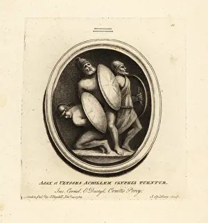 Carnelian: Ajax and Ulysses protect Achilles with their shields