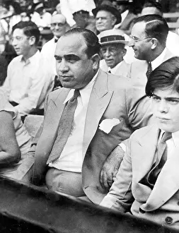 Al Capone with his son at baseball game, Chicago, USA