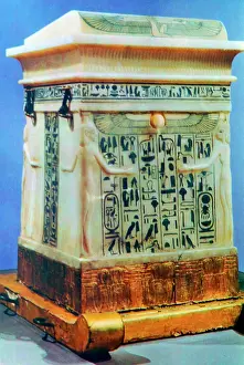 Treasures: Alabaster canopic chest, used to contain the internal