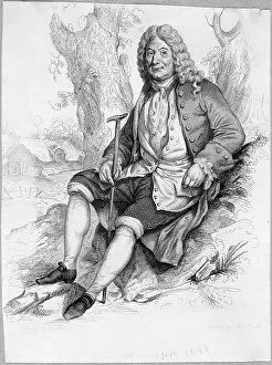 Lesage: Alain Rene Lesage figure holding a cane