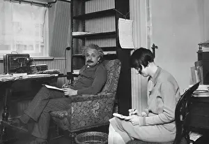 Dictating: Albert Einstein and his secretary