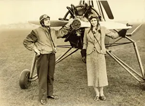 Cierva: Albert and Gladys Batchelor in front of his Cierva C30A
