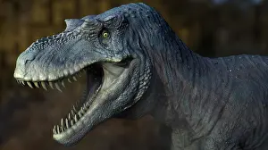 Carnosauria: Albertosaurus dinosaur, close-up of head with mouth open