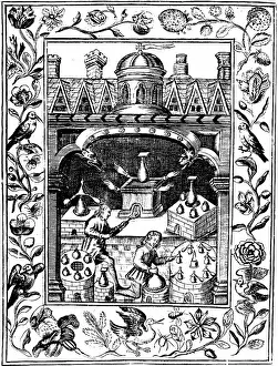 1652: Alchemical laboratory showing various forms of
