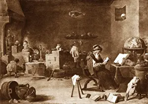 Teniers: Alchemist's lab in the 17th century