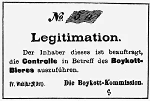 Legitimation: alcohol, beer, beer boykott, Berlin, 1894, legitimation