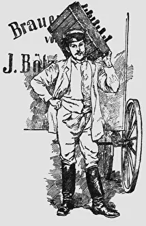 Drayman: alcohol, beer, drayman, drawing, Germany, circa