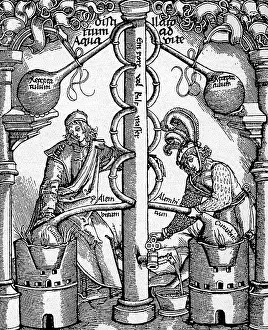 Explanations: alcohol, distillation, device with ascending