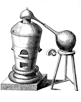 Distiller: alcohol, production, distillation, illustration