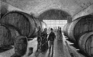 Interfoto Agentur: alcohol, wine, storage, cellar with casks, wood