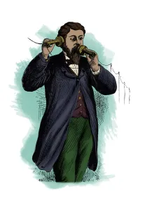 Transmitter: Alexander Graham Bell with Telephone