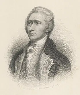 Trumbull: Alexander Hamilton, bust portrait in a military
