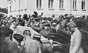 Brusilov: Alexander Kerensky with troops, First World War, photograph