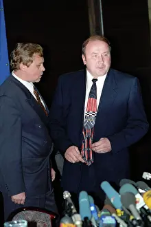 Korzhakov: Alexander Korzhakov at press-conference, 1996