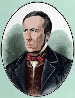 1877: Alexandre Herculano (1810-1877). Engraving. Colored