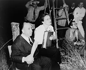Spellbound: Alfred Hitchcock, seated with Adele Cannon on set