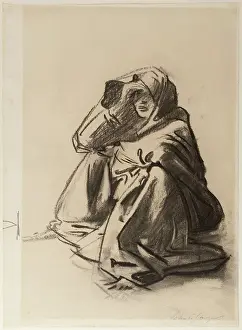 Charcoal: Algerian woman squatting